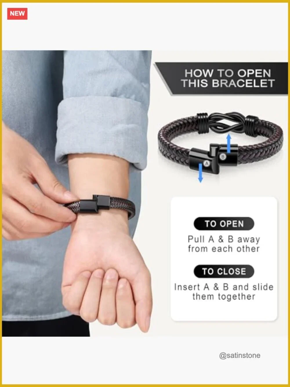 Knot Bracelet Gifts for Him Mens Leather Stainless Steel Always Linked Together